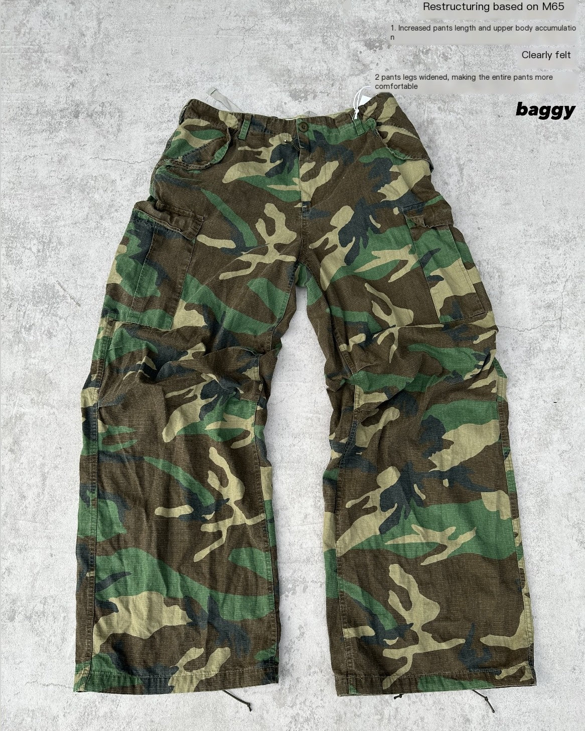 Vintage M65 Remake Camo Work Pants - Baggy Wide-Leg Trousers Playboi Carti
