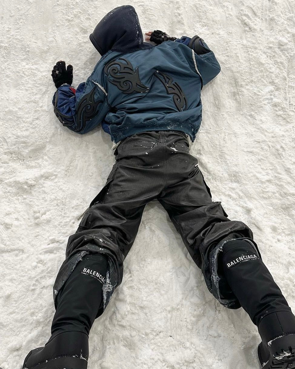 Custom-made 19AW Alpha Industries Vetements Tribal Bomber Blue Padded Jacket