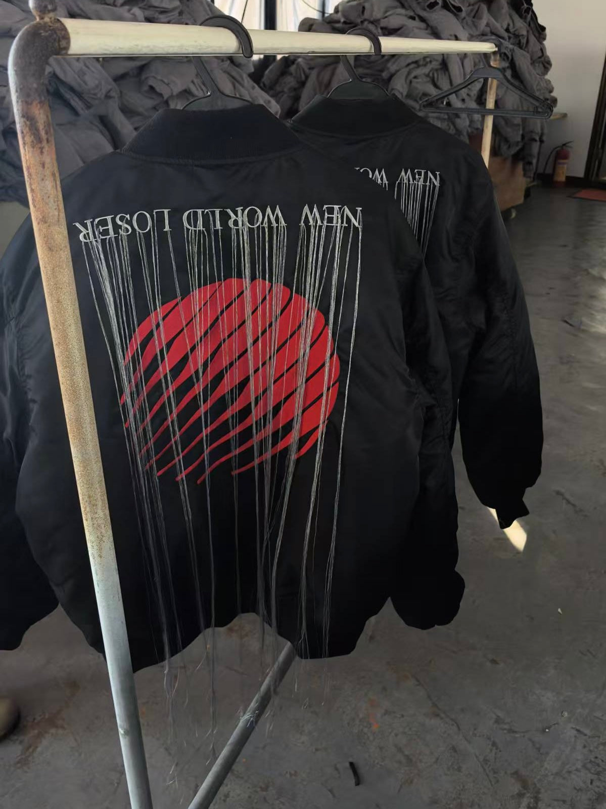 Self-made Hood By Air Fringe Bomber – HBA Embroidered Slogan Jacket