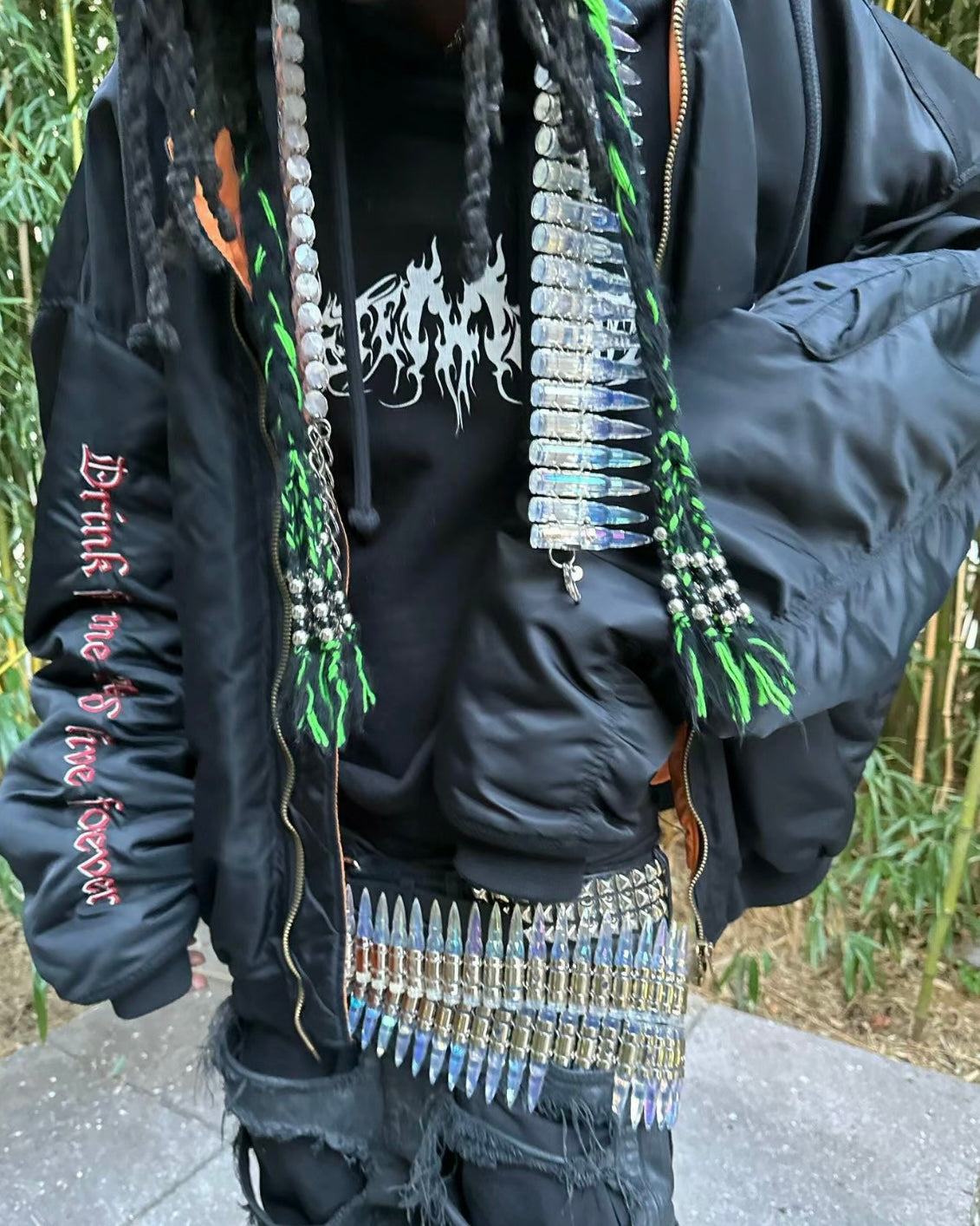 Donclickin VET TFD Pentagram Homme Bomber – Oversized Heavyweight Padded Jacket