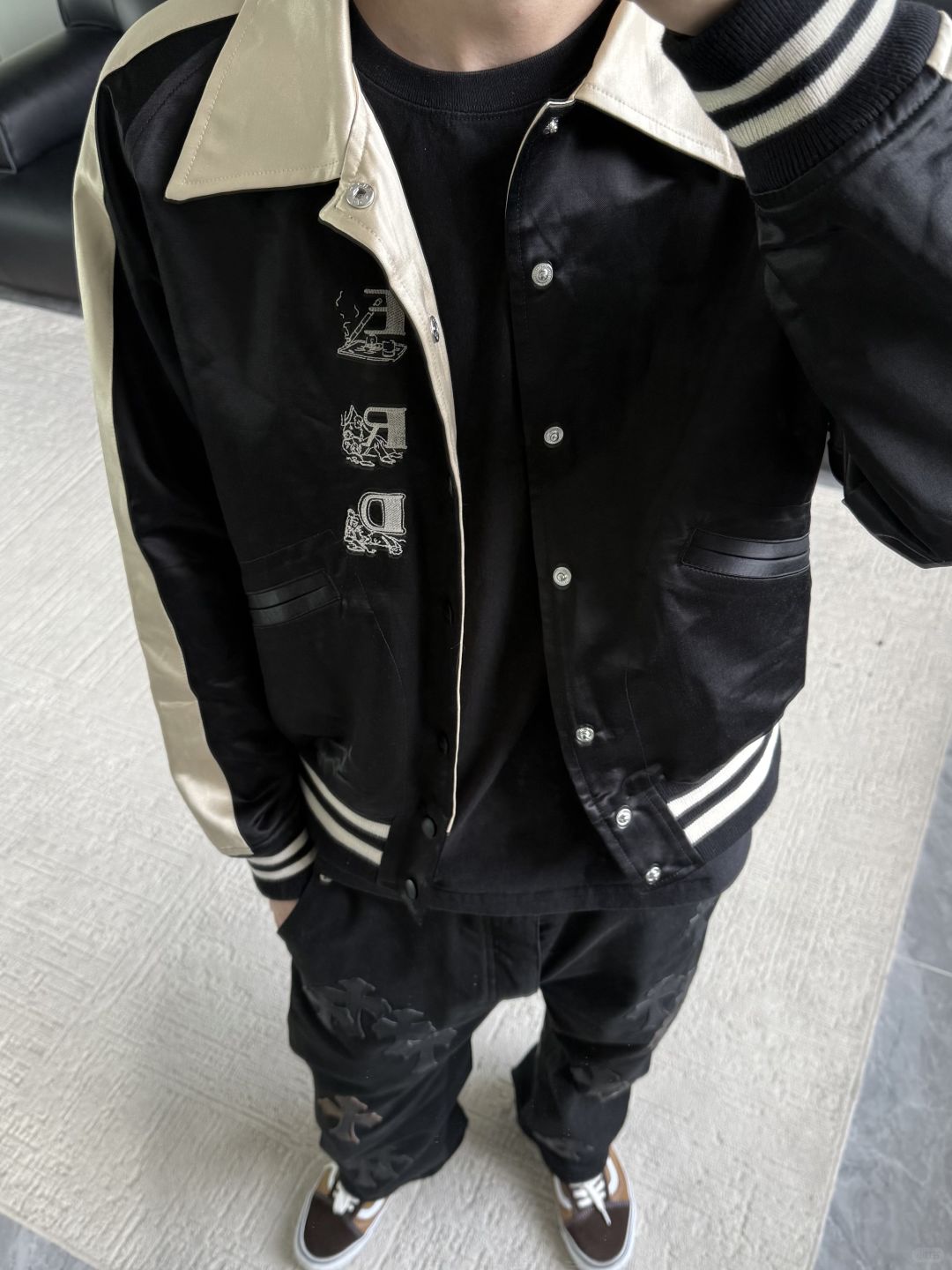 ERD AW24 'Opium Den' Varsity Jacket - Silk Court Embroidery Baseball Coat