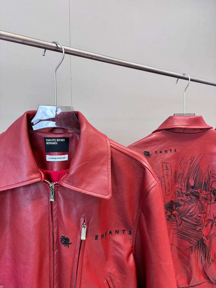 ERD Melancholic Heir PU Lambskin Jacket -Custom-Dyed Coated Cropped Leather Coat