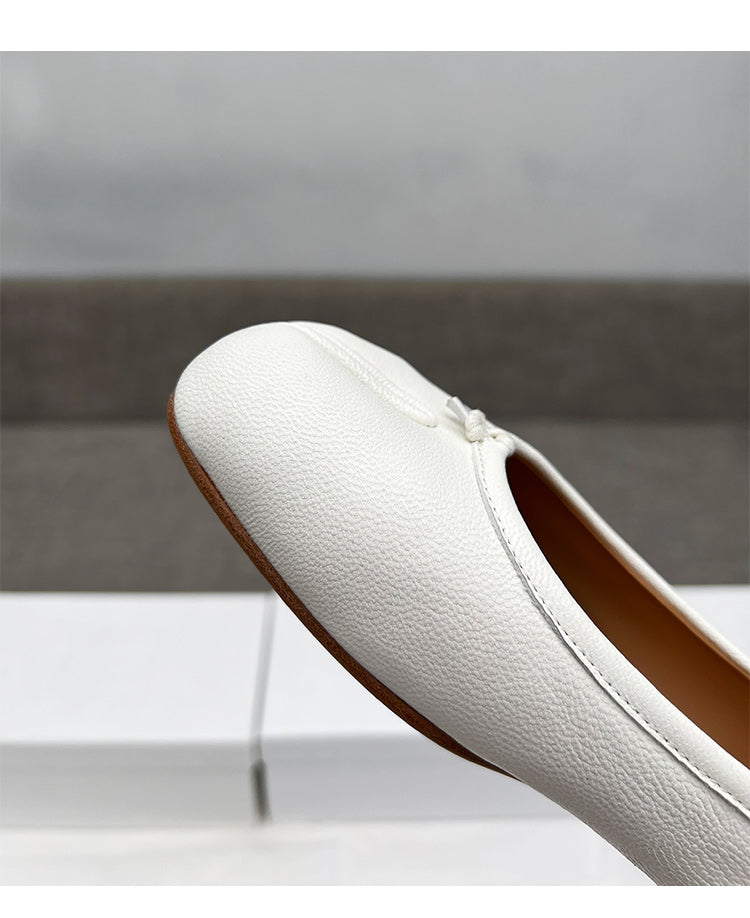 25SS MM6 Classic Slip-On Tabi Shoes - Buttery Lambskin Split-Toe Ballet Flats