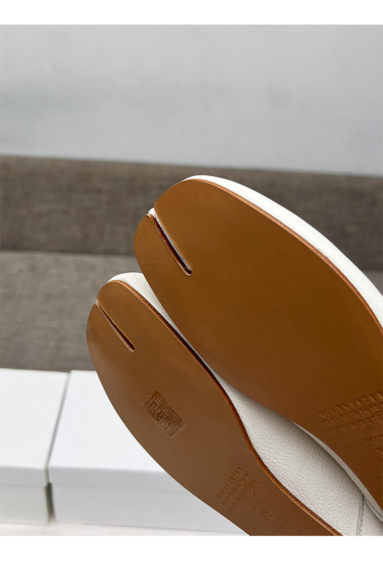 25SS MM6 Classic Slip-On Tabi Shoes - Buttery Lambskin Split-Toe Ballet Flats