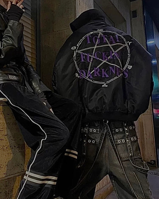 Donclickin VET TFD Pentagram Homme Bomber – Oversized Heavyweight Padded Jacket