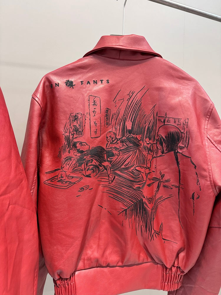 ERD Melancholic Heir PU Lambskin Jacket -Custom-Dyed Coated Cropped Leather Coat
