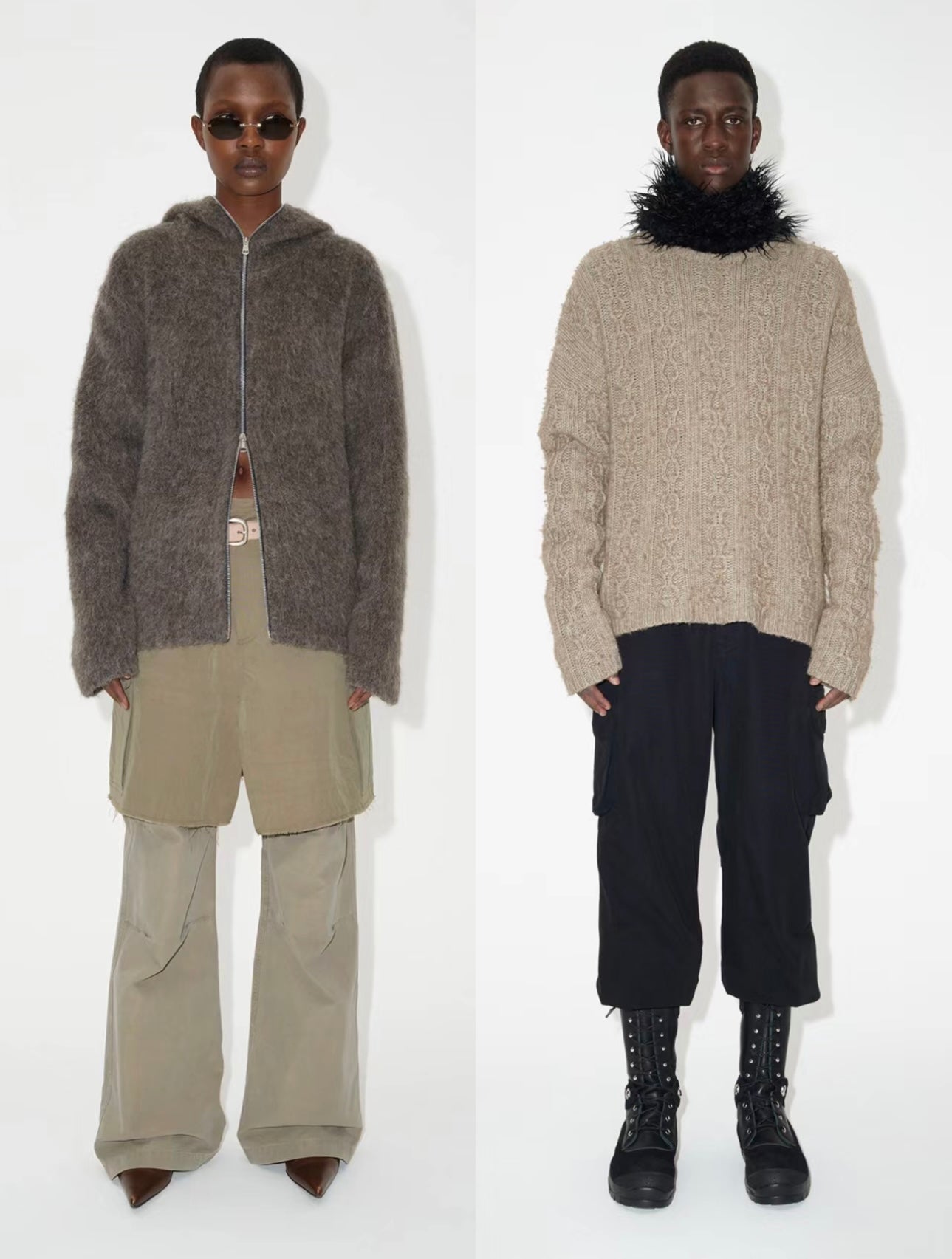Self-made Our Legacy Grey Mohair Zip Cardigan – Wool Blend Relaxed Hooded Knit