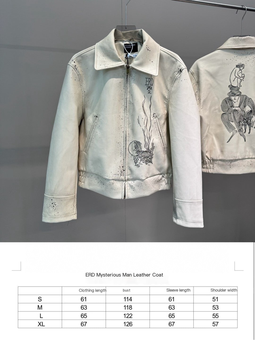 ERD SS24 Depressed Heir Embroidered Splatter Leather Biker Jacket Wookvibe