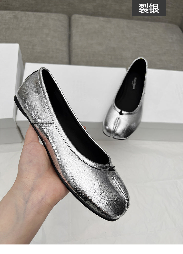 25SS MM6 Classic Slip-On Tabi Shoes - Buttery Lambskin Split-Toe Ballet Flats