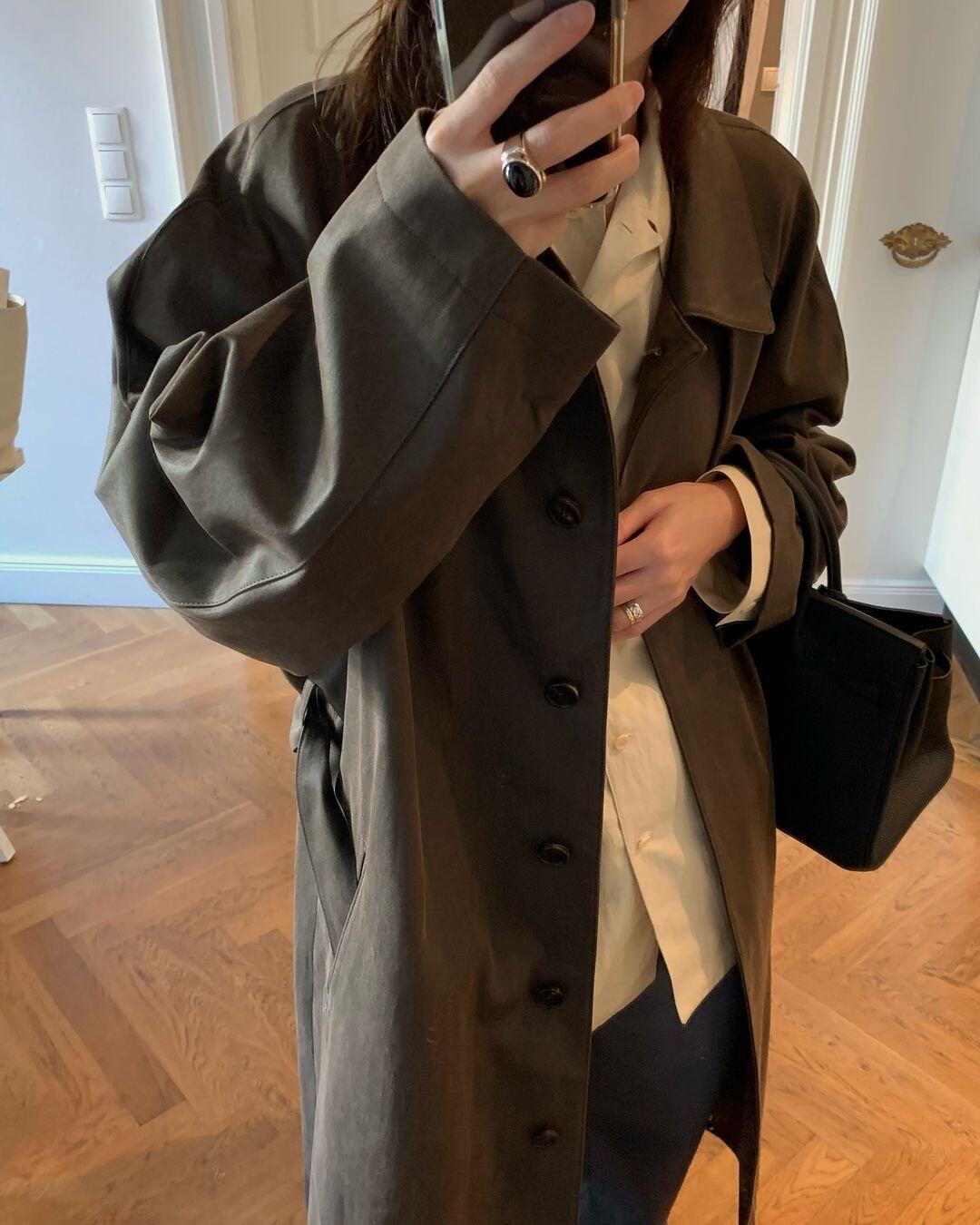 Self-made 24FW Lemaire Wool Blend Coat – Heavyweight Raglan Long Trench