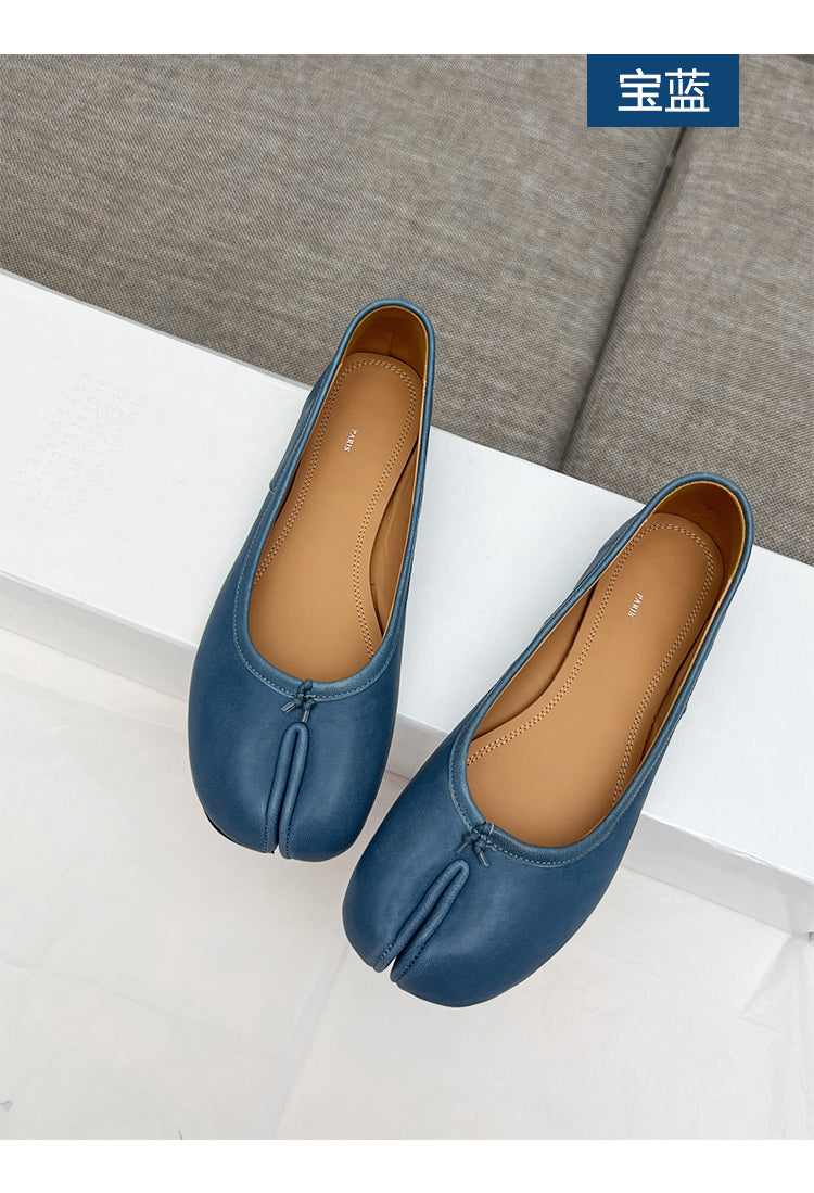 25SS MM6 Classic Slip-On Tabi Shoes - Buttery Lambskin Split-Toe Ballet Flats