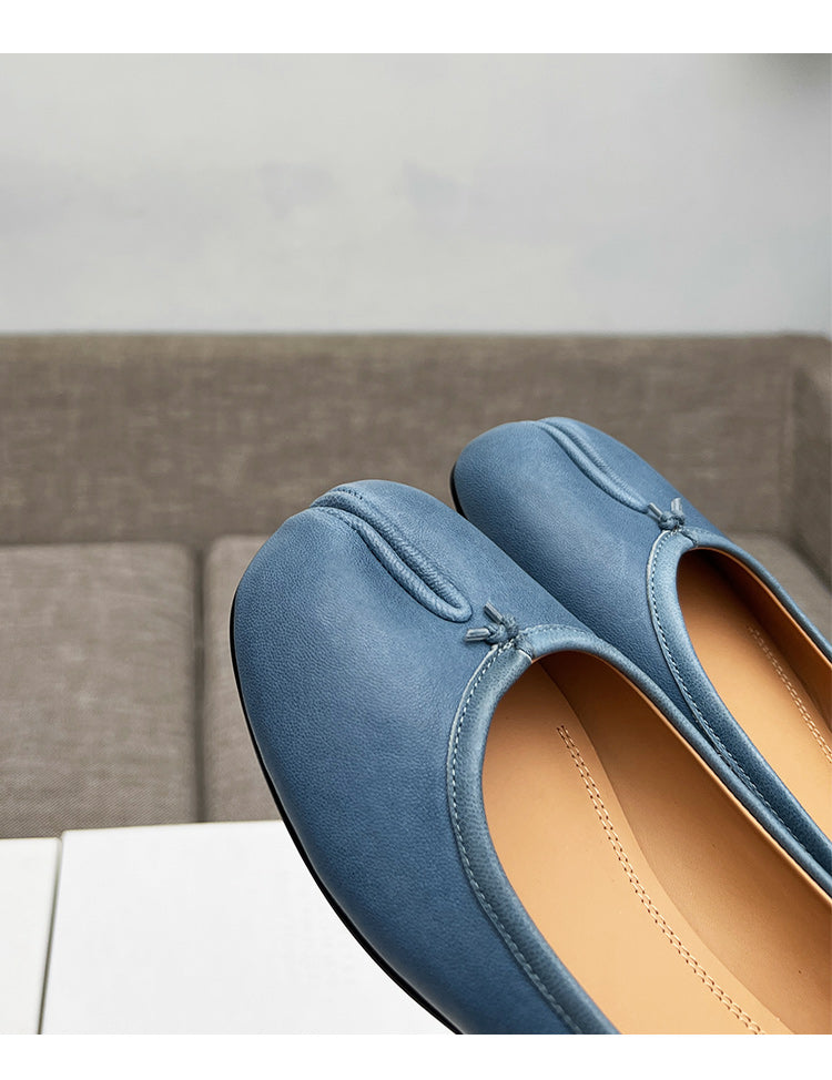 25SS MM6 Classic Slip-On Tabi Shoes - Buttery Lambskin Split-Toe Ballet Flats