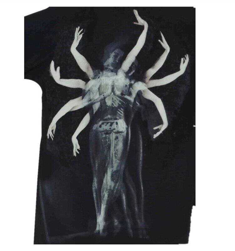 Yohji Yamamoto Vibe 23ss Asura Unisex Overlape Print Top Black Long Loose Shirt