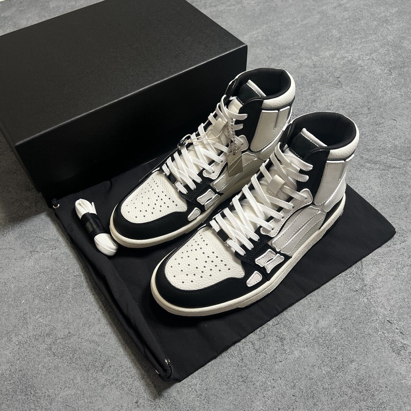 2023SS Bone Shoes Lychee Grain Top Layer Cowhide High-top Leisure Board Shoes
