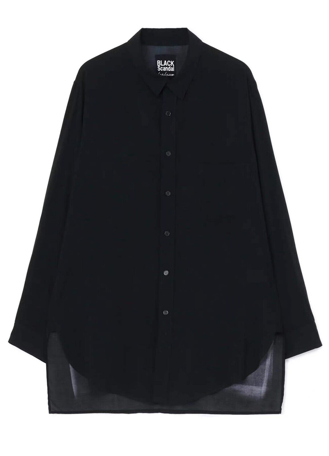 Yohji Yamamoto Vibe 23ss Asura Unisex Overlape Print Top Black Long Loose Shirt