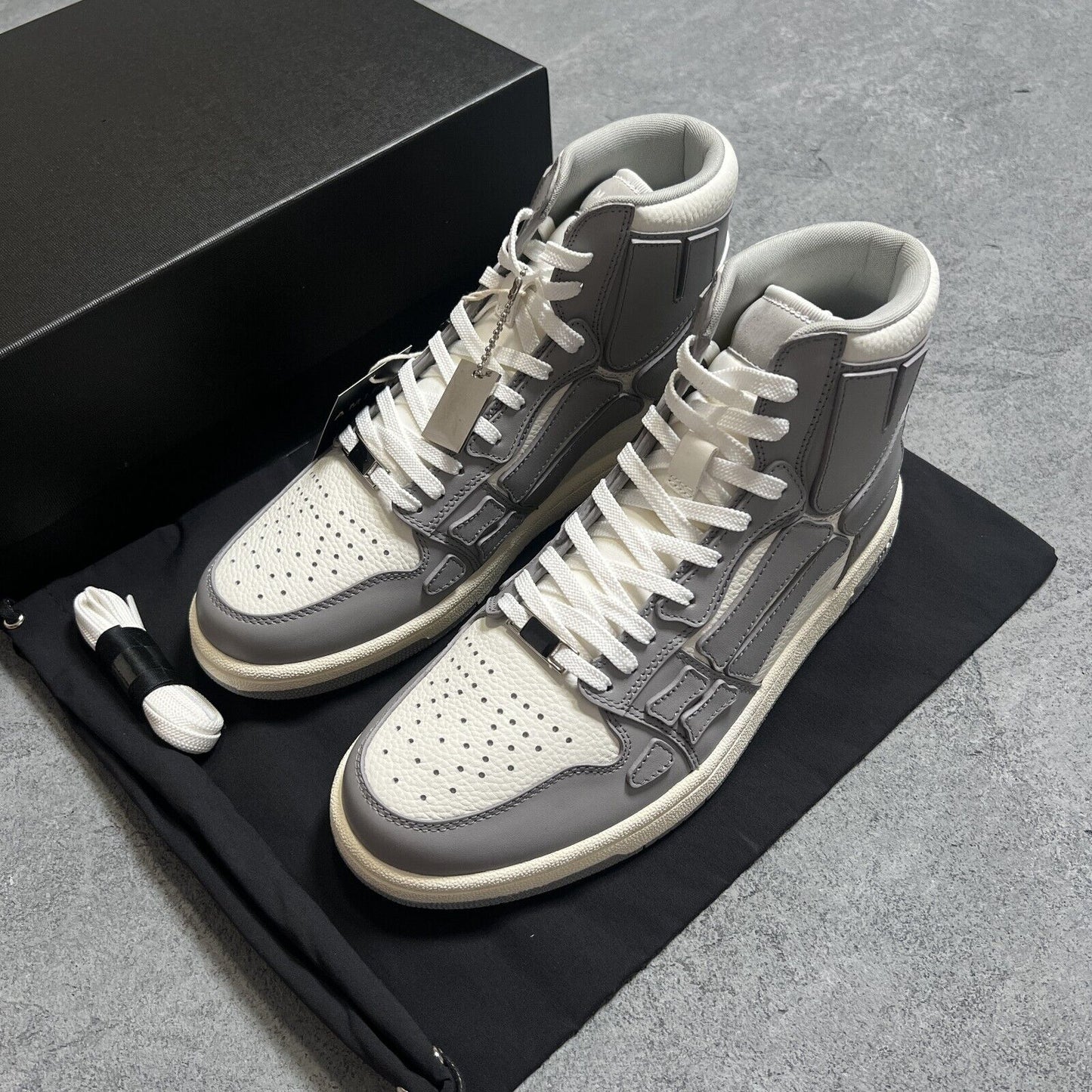 2023SS Bone Shoes Lychee Grain Top Layer Cowhide High-top Leisure Board Shoes