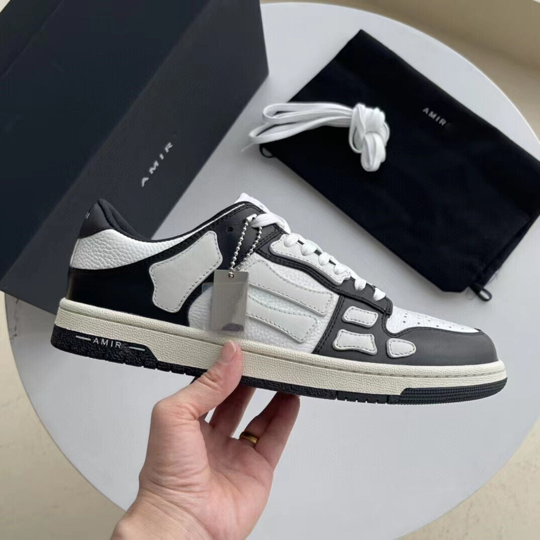2023SS Bone Shoes Lychee Grain Top Layer Cowhide High-top Leisure Board Shoes