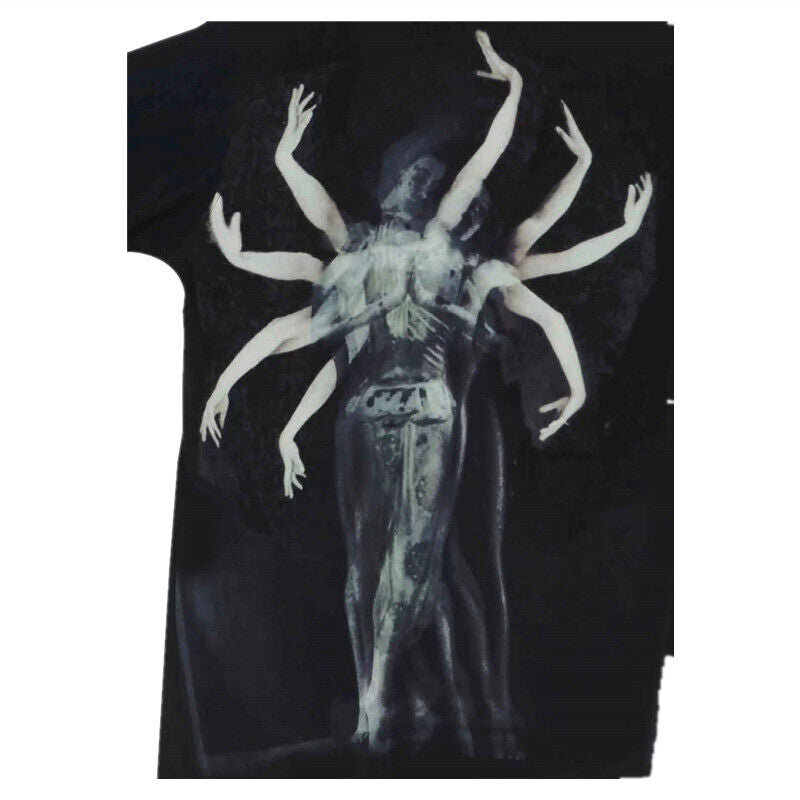 Yohji Yamamoto Vibe 23ss Asura Unisex Overlape Print Top Black Long Loose Shirt