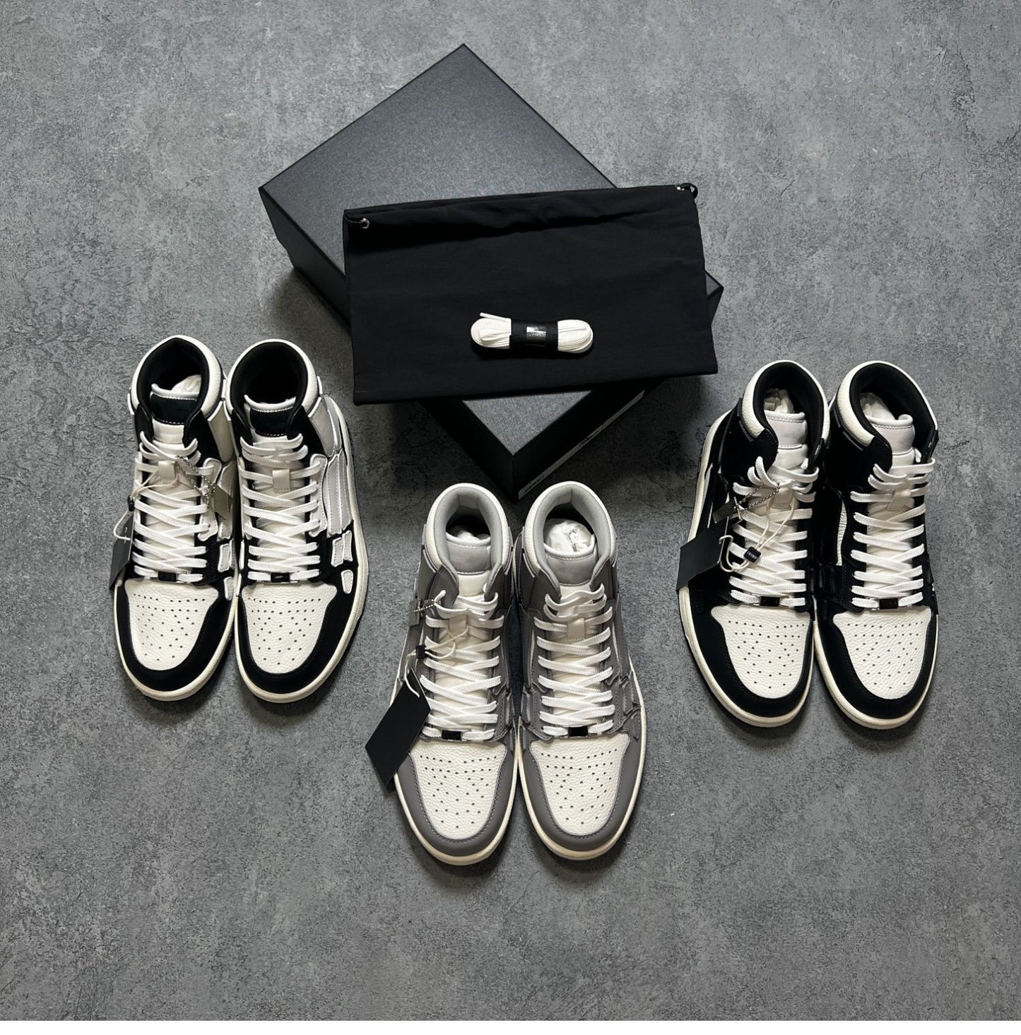 2023SS Bone Shoes Lychee Grain Top Layer Cowhide High-top Leisure Board Shoes