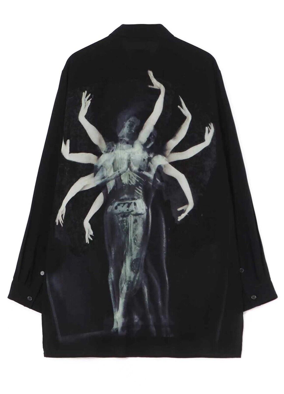 Yohji Yamamoto Vibe 23ss Asura Unisex Overlape Print Top Black Long Loose Shirt