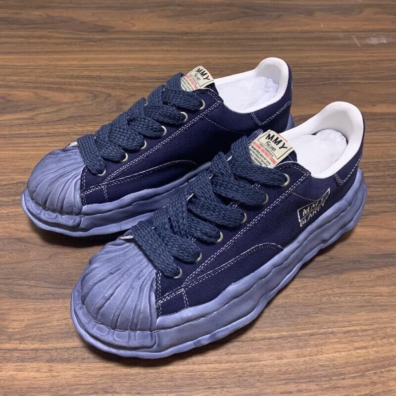 Mitsuharu Sanyuan Vintage Style Unisex Distressed Shell-Toe MMY Canvas Sneakers