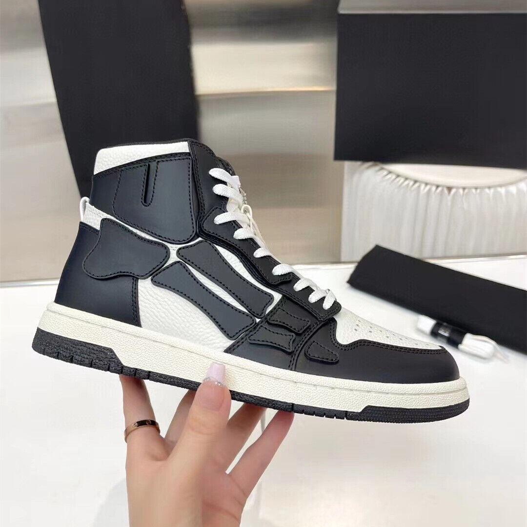 2023SS Bone Shoes Lychee Grain Top Layer Cowhide High-top Leisure Board Shoes