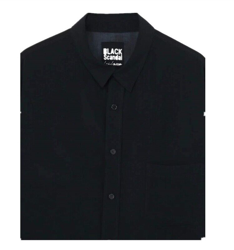 Yohji Yamamoto Vibe 23ss Asura Unisex Overlape Print Top Black Long Loose Shirt