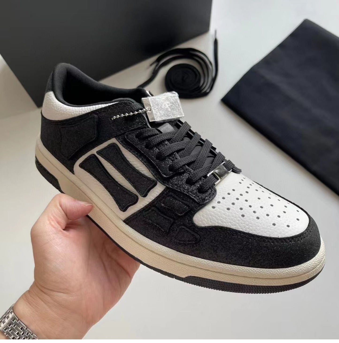 2023SS Bone Shoes Lychee Grain Top Layer Cowhide Low-top Leisure Board Shoes