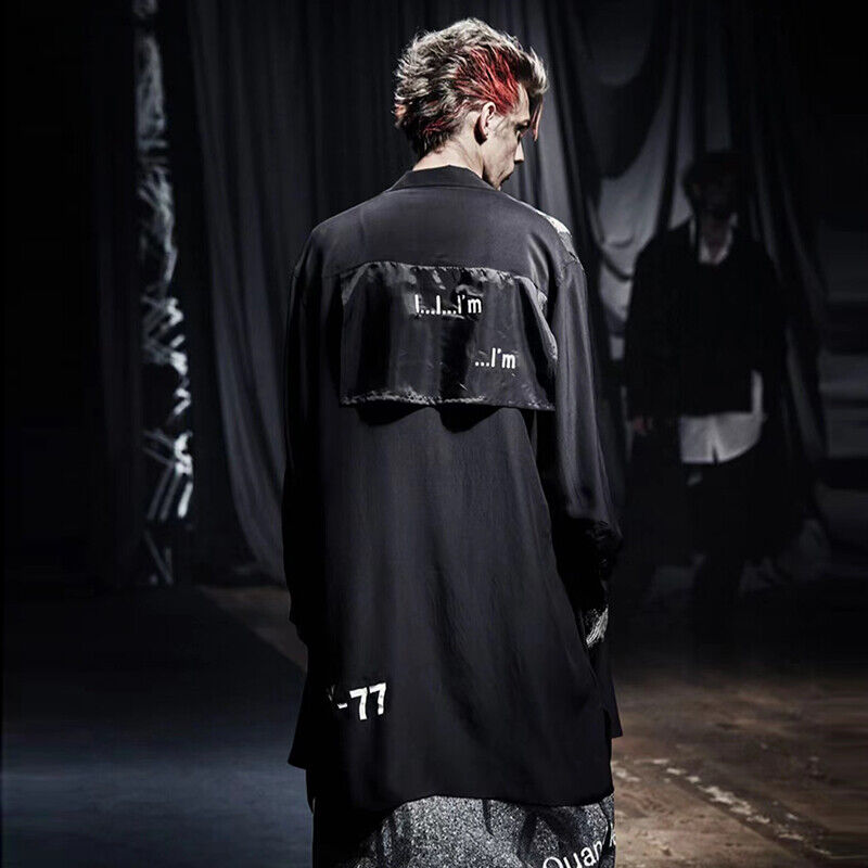 Self-Made Yohji Yamamoto 21AW Dark Silk Swallow Print Back Patch Casual Shirt