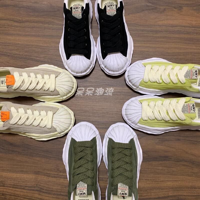 Mitsuharu Sanyuan Vintage Style Unisex Distressed Shell-Toe MMY Canvas Sneakers