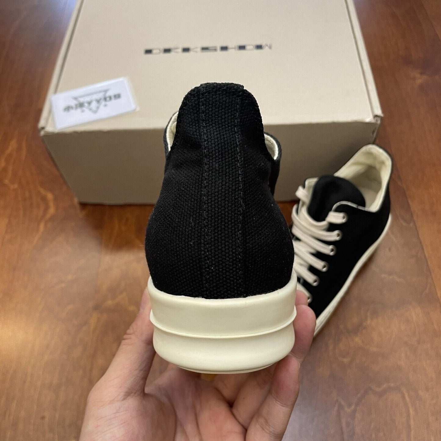 Correct Vers. Rick Owens Wax Surface Satin Sub-line Canvas Shoes High/Low Cut