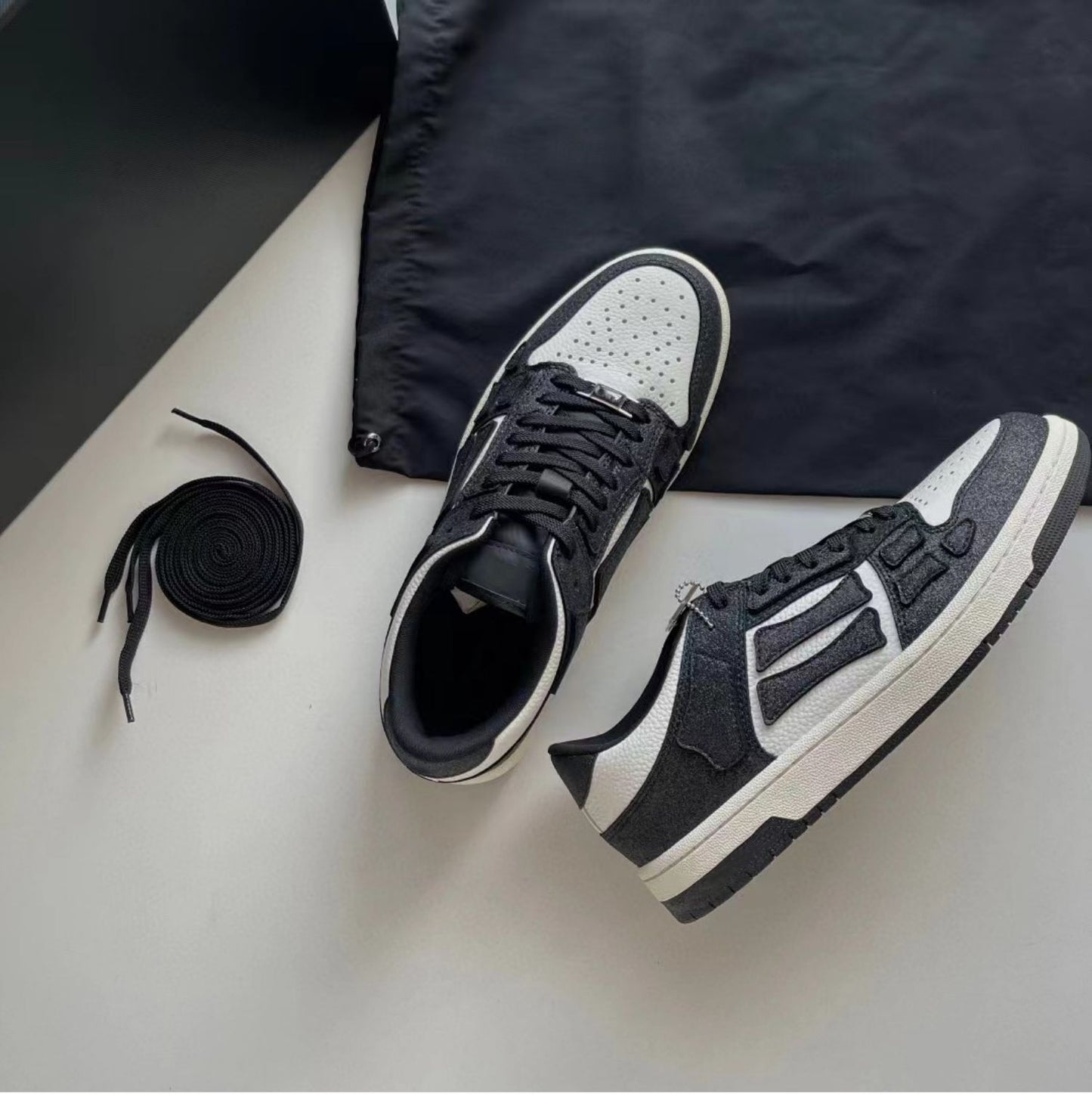 2023SS Bone Shoes Lychee Grain Top Layer Cowhide Low-top Leisure Board Shoes