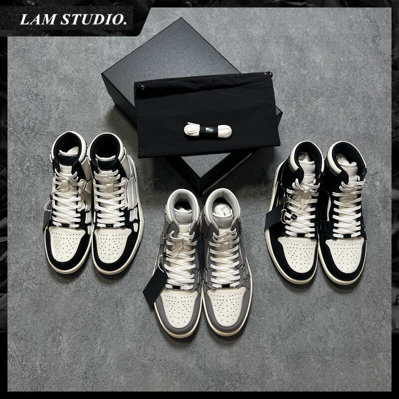 2023SS Bone Shoes Lychee Grain Top Layer Cowhide High-top Leisure Board Shoes