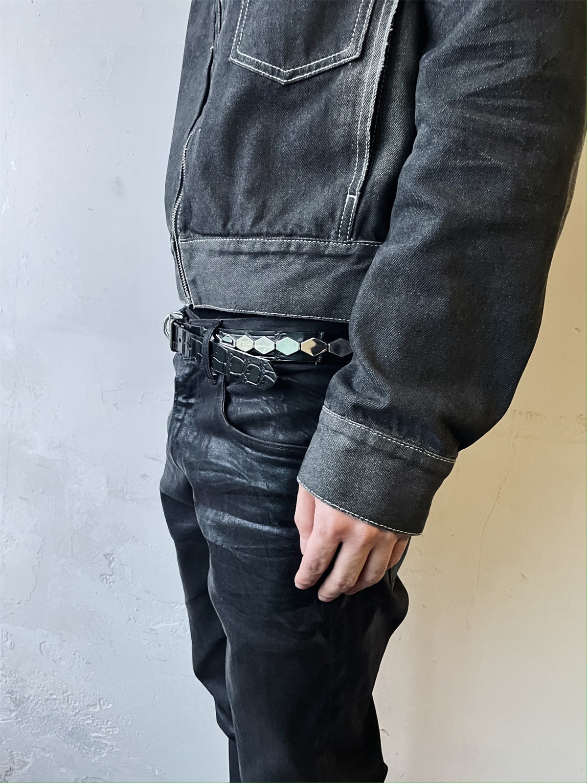UNDERCOVER AW06 AFFA Archive Belt Scale-Embossed Crocodile Leather Armor Plating