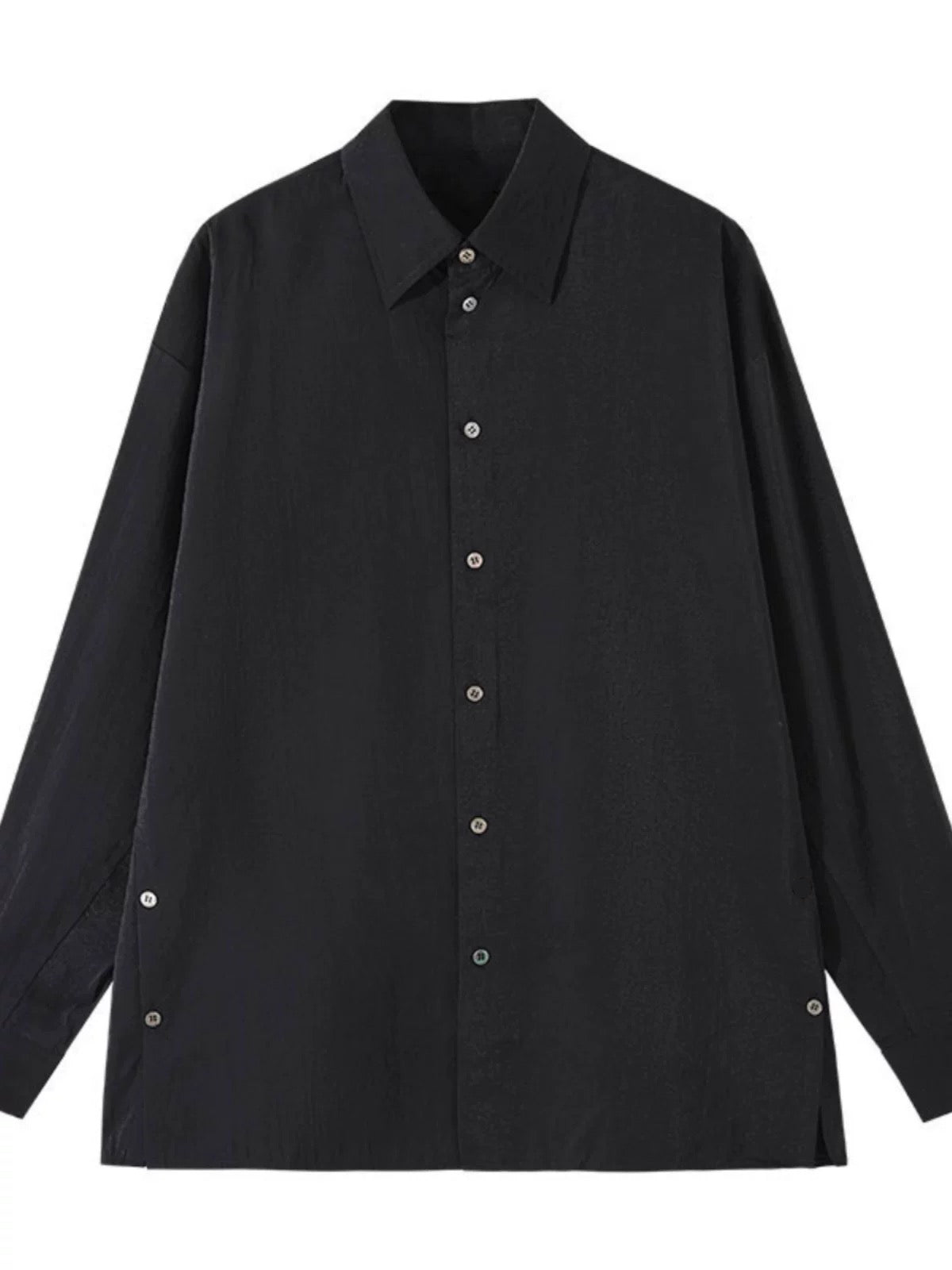 Self-made LEMAIRE 25SS New Glossy Dry Silk Shirt – Sage Green Black Edition