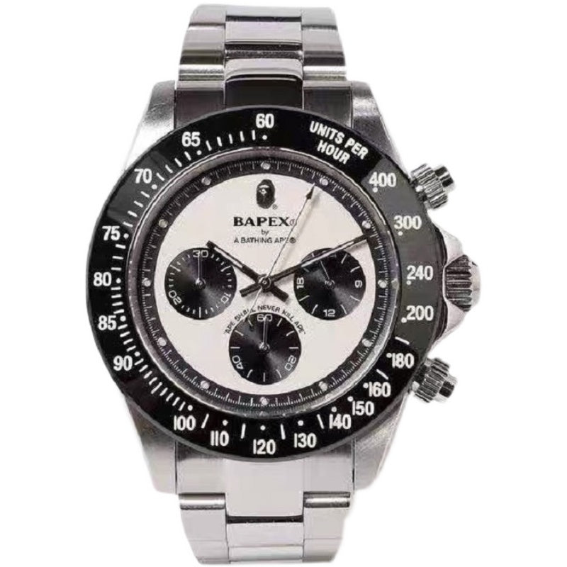 Self-made BAPEX TYPE 3 Triple-Eye Primate Head Watch - Panda Dial Quartz Chronograph