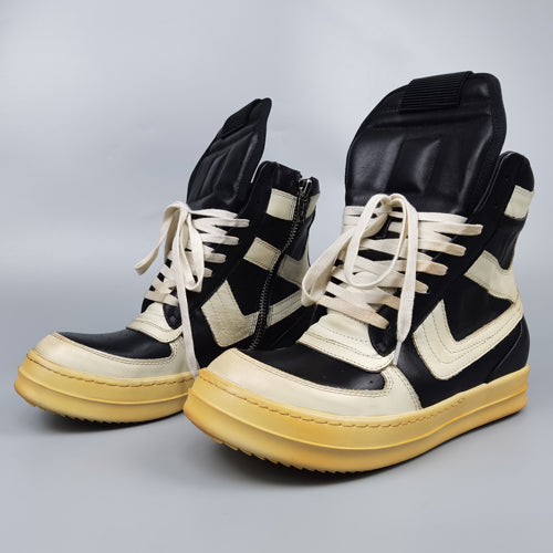 Self-made Rick Owen Reverse Triangle High-Top Leather Shoes Thick Sole Sneakers