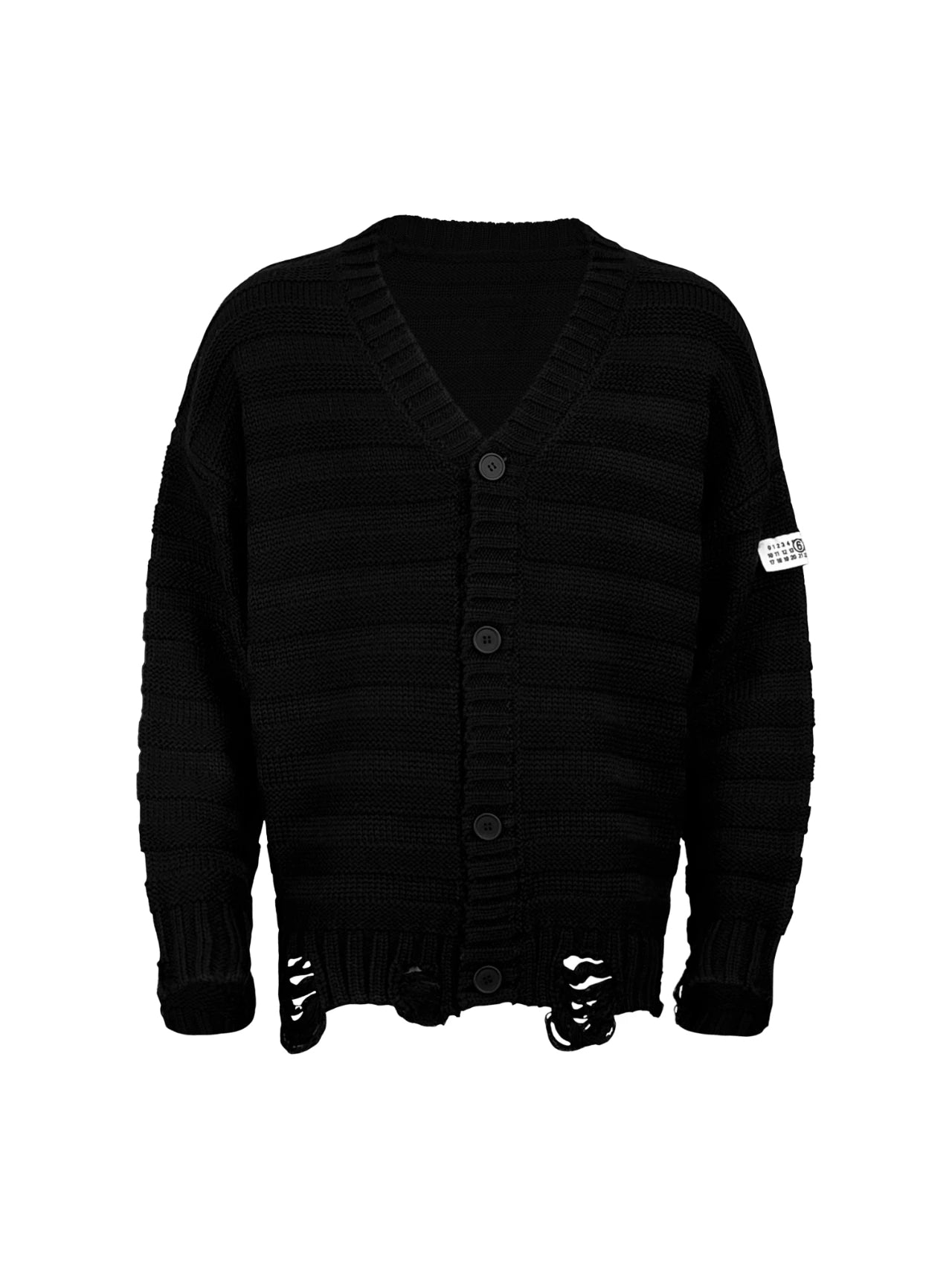 24FW Maison MM6 Destroyed Knit Wool Margiela Cardigan Jackets - Slouchy Style