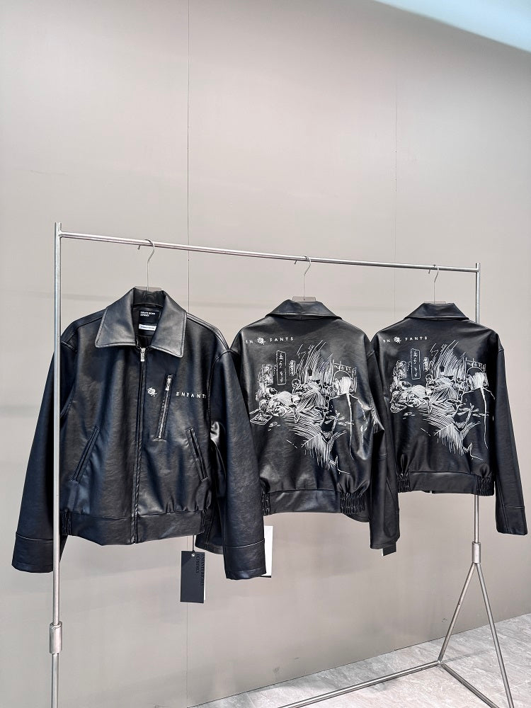 ERD Melancholic Heir PU Lambskin Jacket -Custom-Dyed Coated Cropped Leather Coat