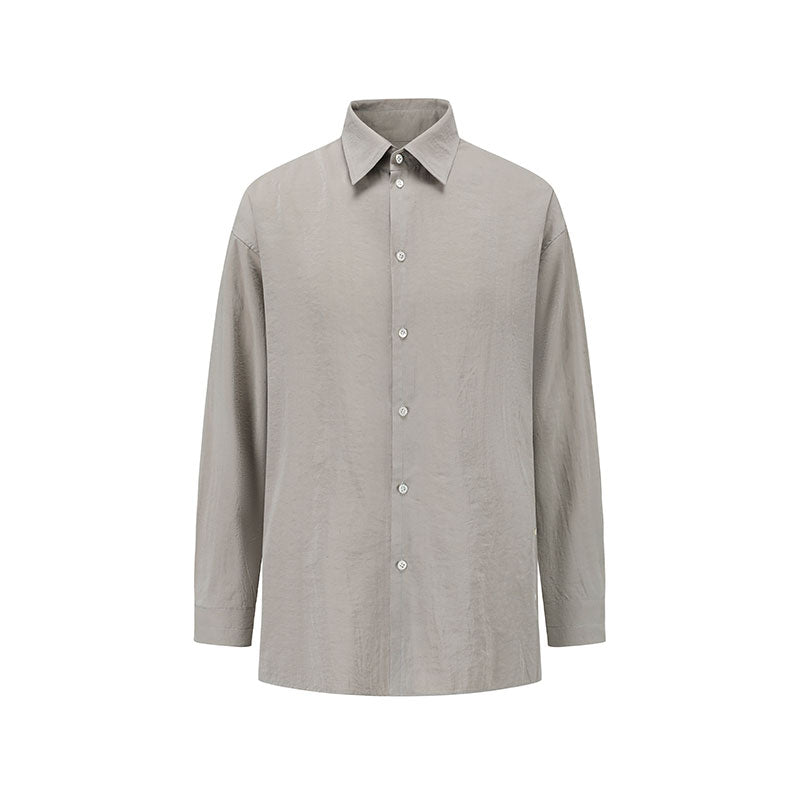 Self-made LEMAIRE 25SS New Glossy Dry Silk Shirt – Sage Green Black Edition