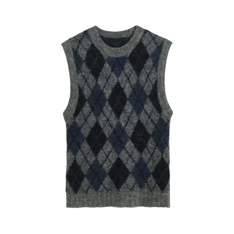 donclic Blue-Grey Mohair Wool Vest -Diamond Our Legacy Knit Relaxed Fit Cardigan