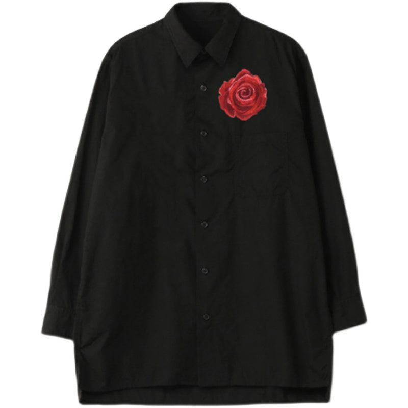 Donclickin Yohji Yamamoto Floral Embroidered Shirt - Night Blooming Rose Cotton