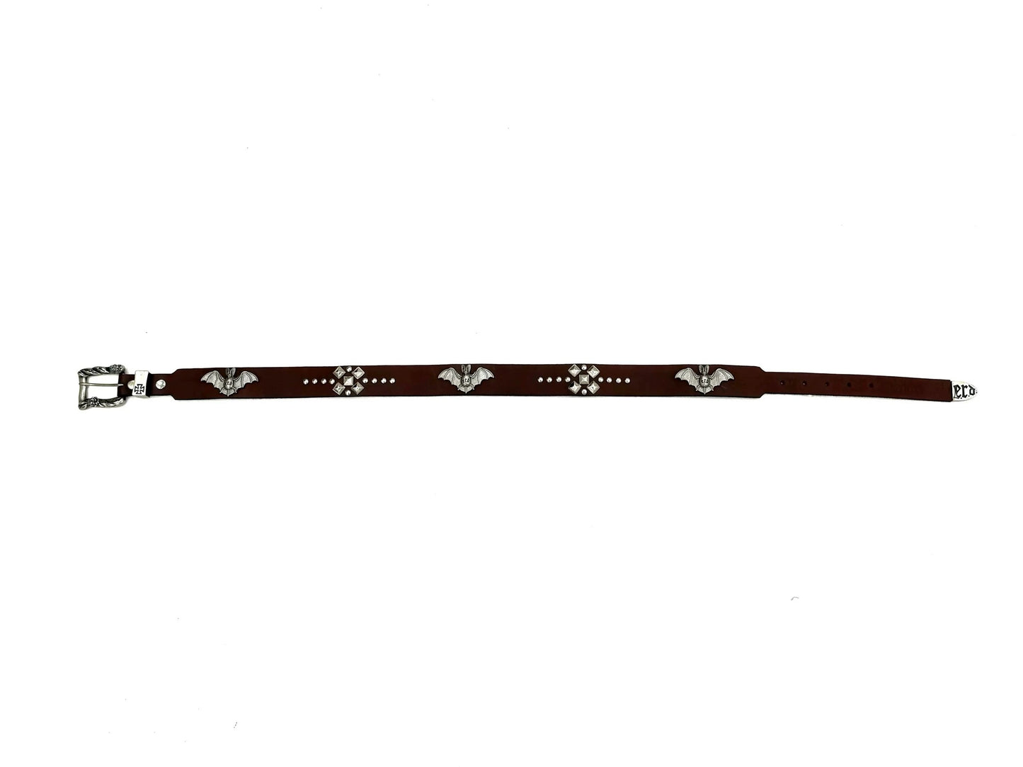 ERD SS24 'Depressed Heir' Bat-Studded Punk Belt - Top-Grain Cowhide Rocker Strap