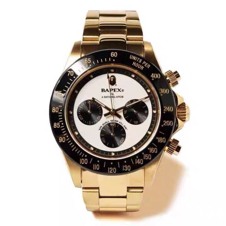 Self-made BAPEX TYPE 3 Triple-Eye Primate Head Watch - Panda Dial Quartz Chronograph