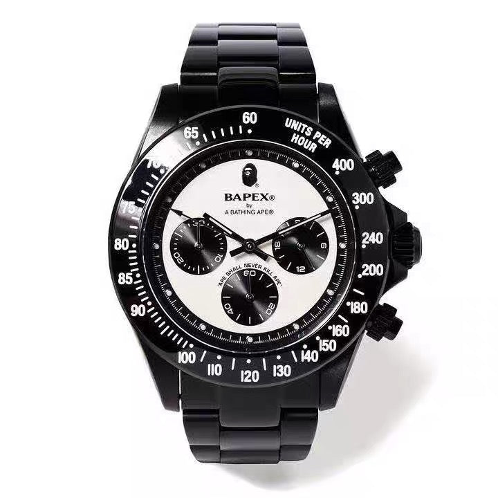 Self-made BAPEX TYPE 3 Triple-Eye Primate Head Watch - Panda Dial Quartz Chronograph