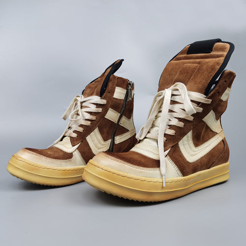Self-made Rick Owen Reverse Triangle High-Top Leather Shoes Thick Sole Sneakers