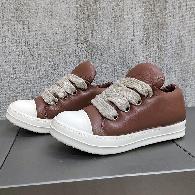 Custom-made Rick Owen Leather Platform Bread Sneakers BAPESTALOW Padded Shoes Inflatable