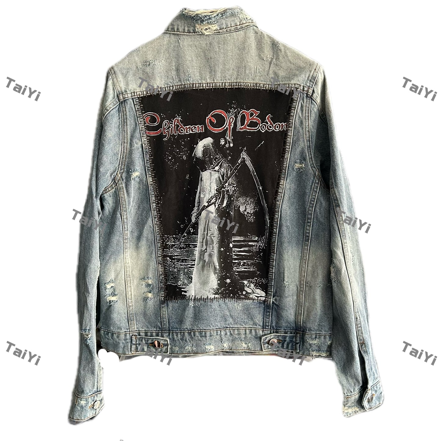 Self-made AMIRI 16OG Patchwork Back Kill Denim Jacket Metallica High-Street