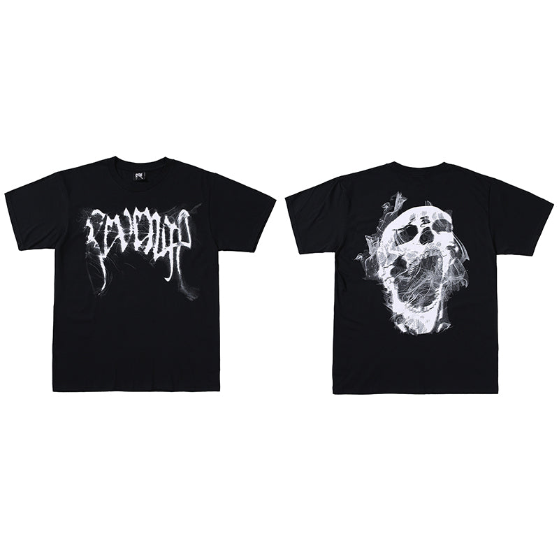 REVENGE Reflective Smoky Skull Dragon Bone Rap XX Streetwear Style Short Sleeve