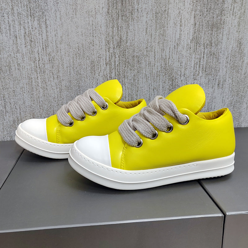 Custom-made Rick Owen Leather Platform Bread Sneakers BAPESTALOW Padded Shoes Inflatable